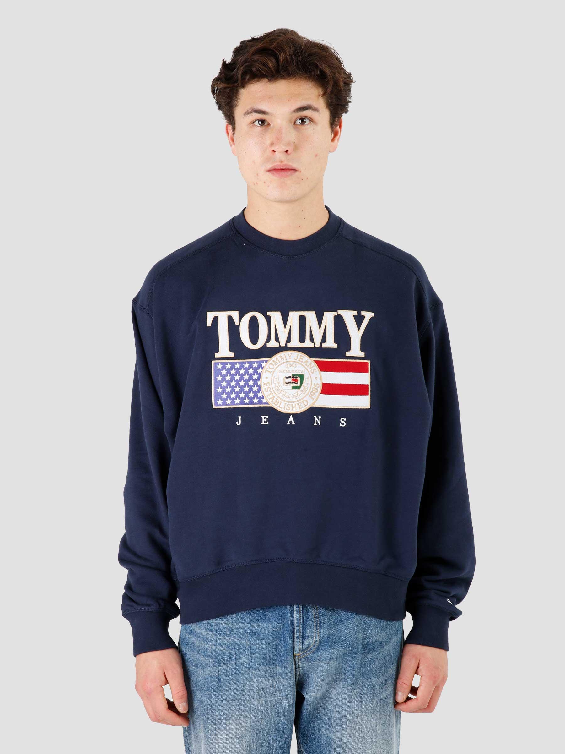 Boxy TJ Jeans Navy Freshcotton Crewneck TJM Twilight - Luxe Tommy