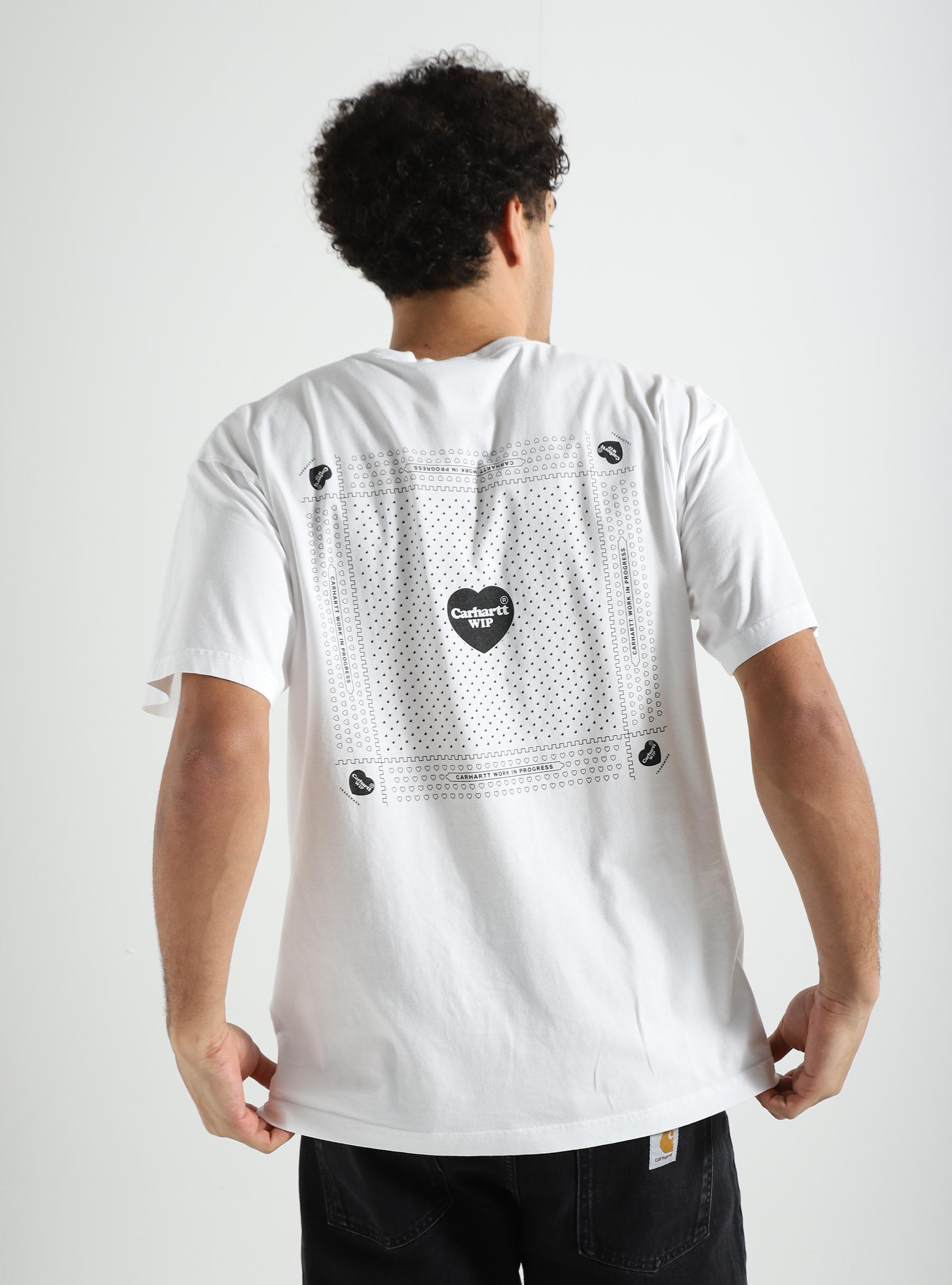Heart Bandana T-Shirt White Black Stone Washed I033116-00A06