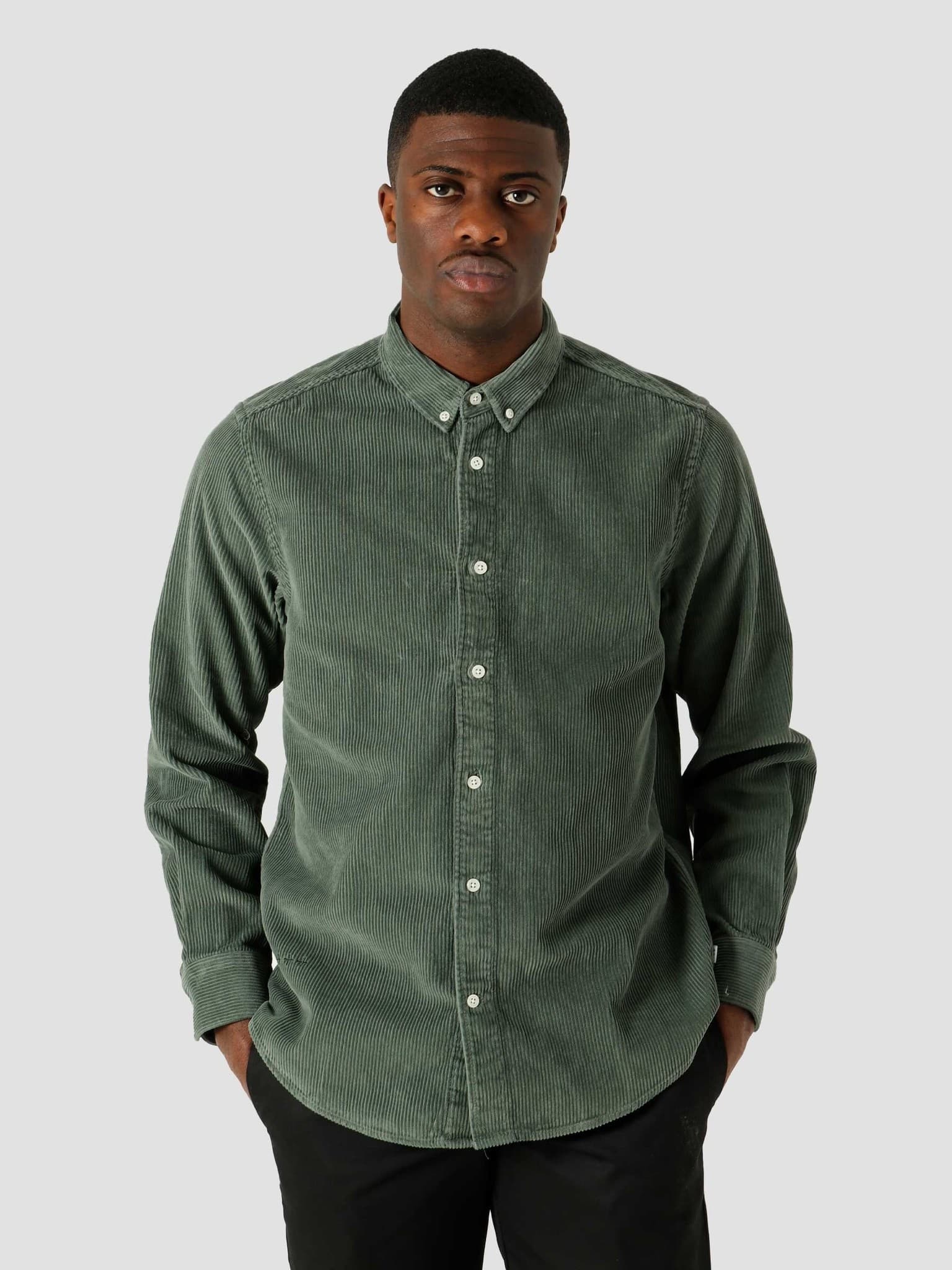 QB41 Cord Shirt Olive Green