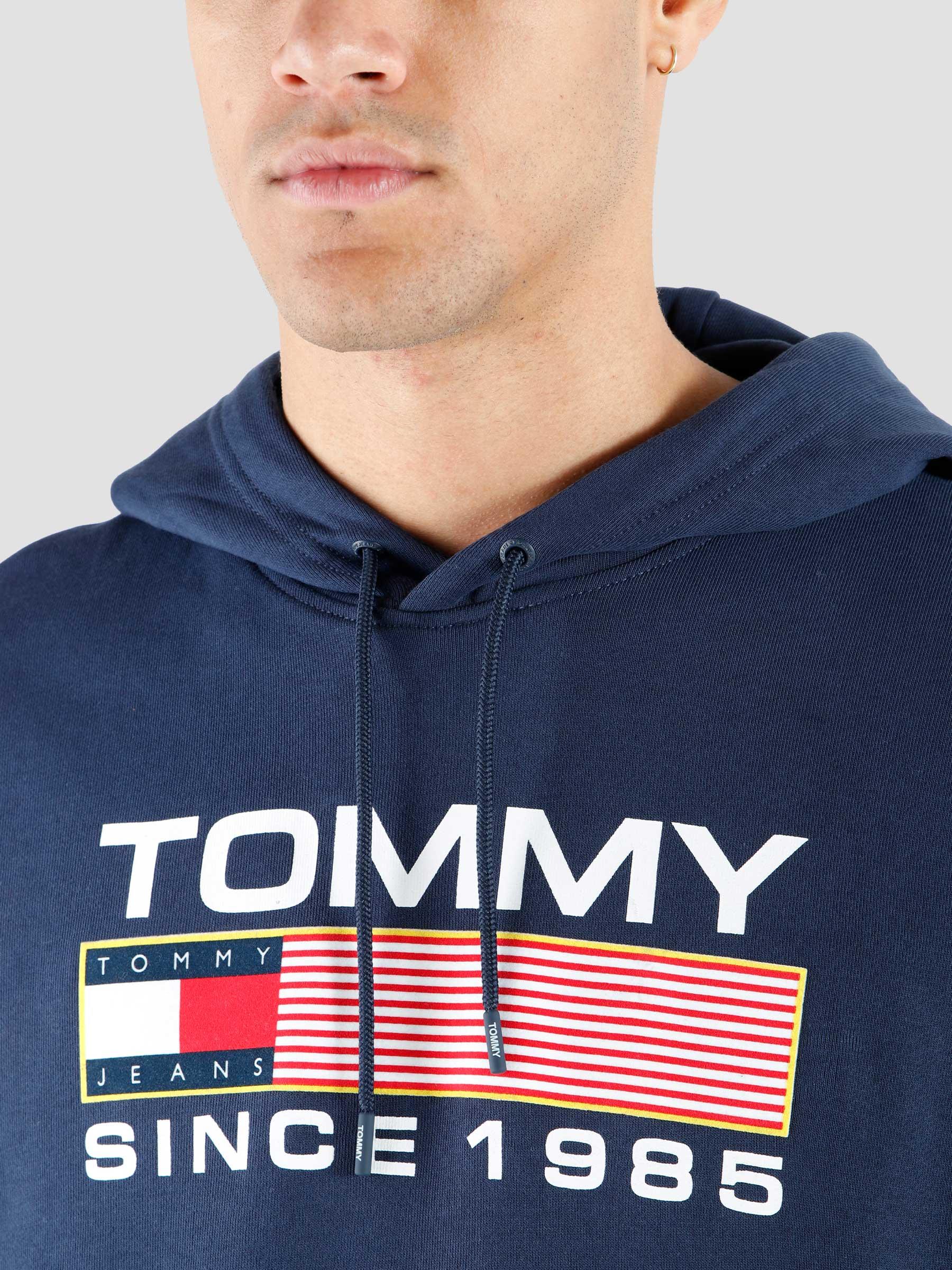 Tommy Jeans TJM Reg Athletic Logo Hoodie Twilight Navy - Freshcotton