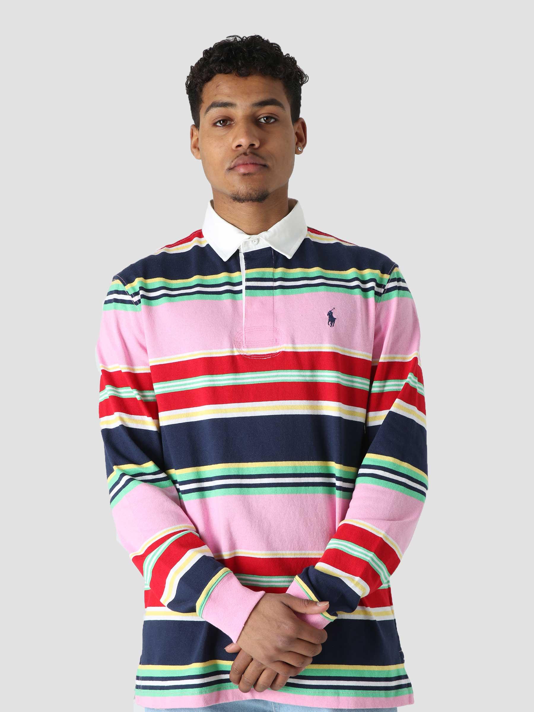 RL Long Sleeve Rugby Polo Harbor Pink Multi 710865009001