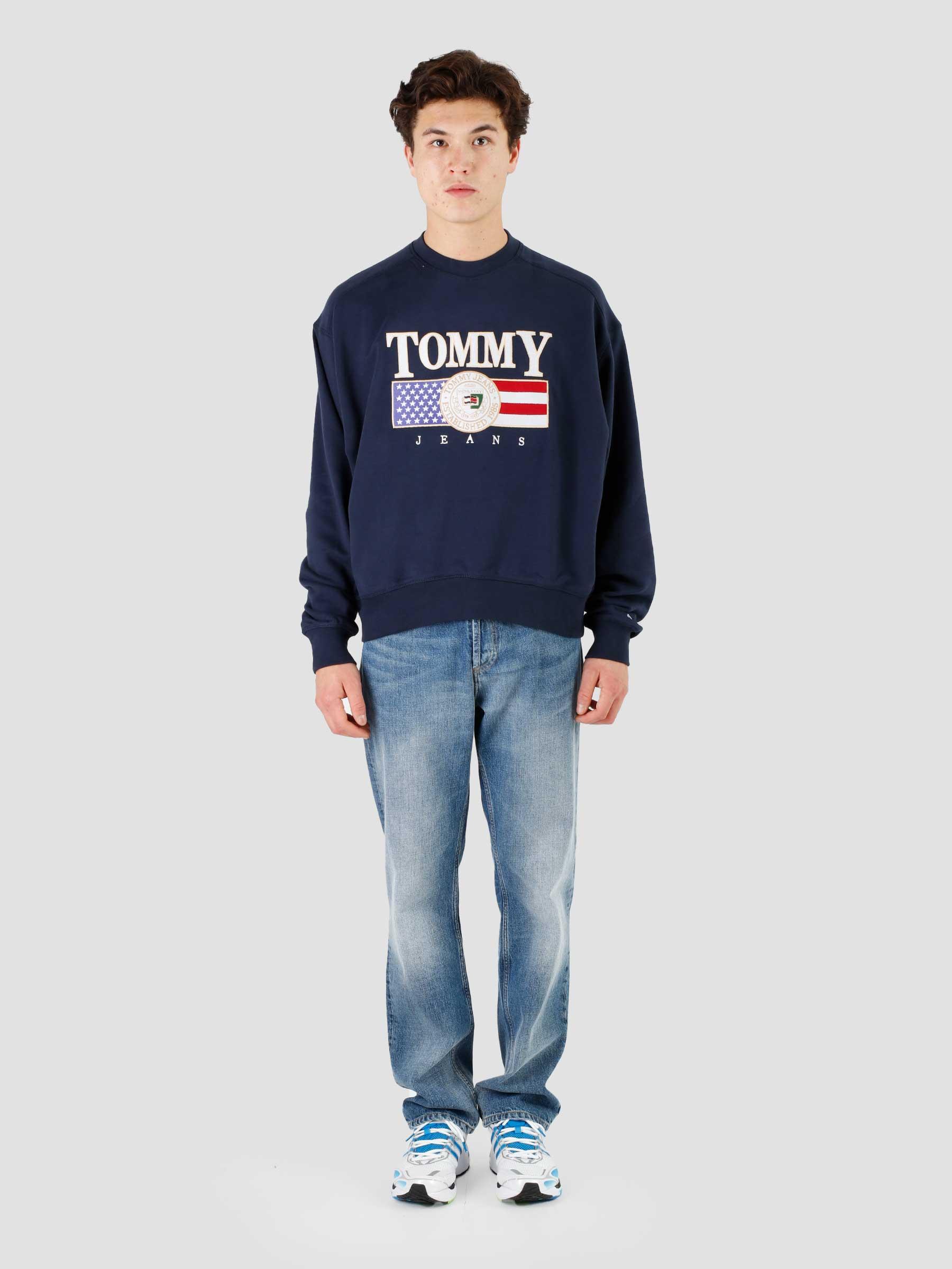 Tommy Jeans TJM Boxy TJ Luxe Crewneck Twilight Navy - Freshcotton