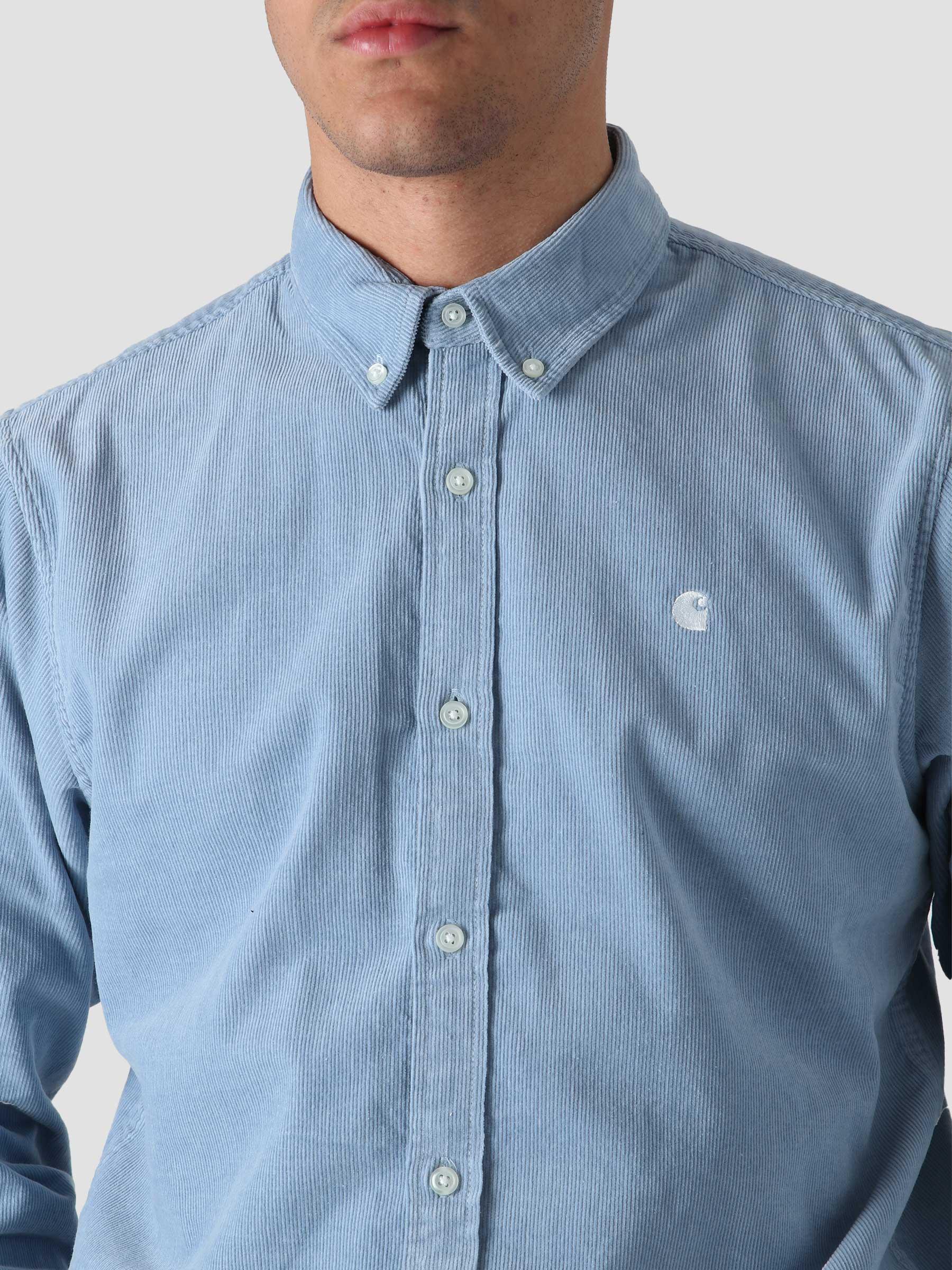 Longsleeve Madison Fine Cord Shirt Frosted Blue White I030580-0ROXX