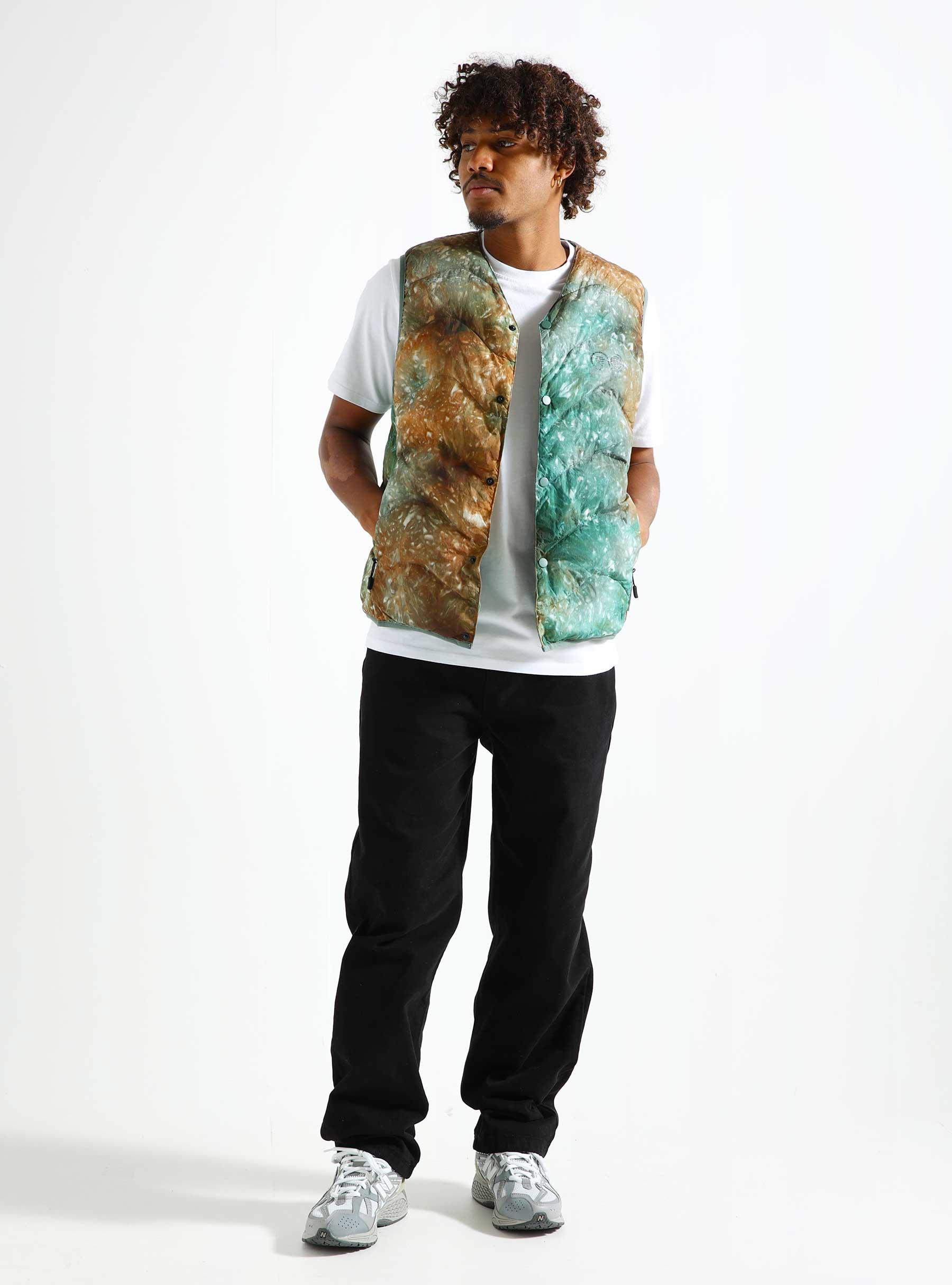 Waves Quilted Vest Tie Dye Peach Teal Ice Dye PMO0046-PT