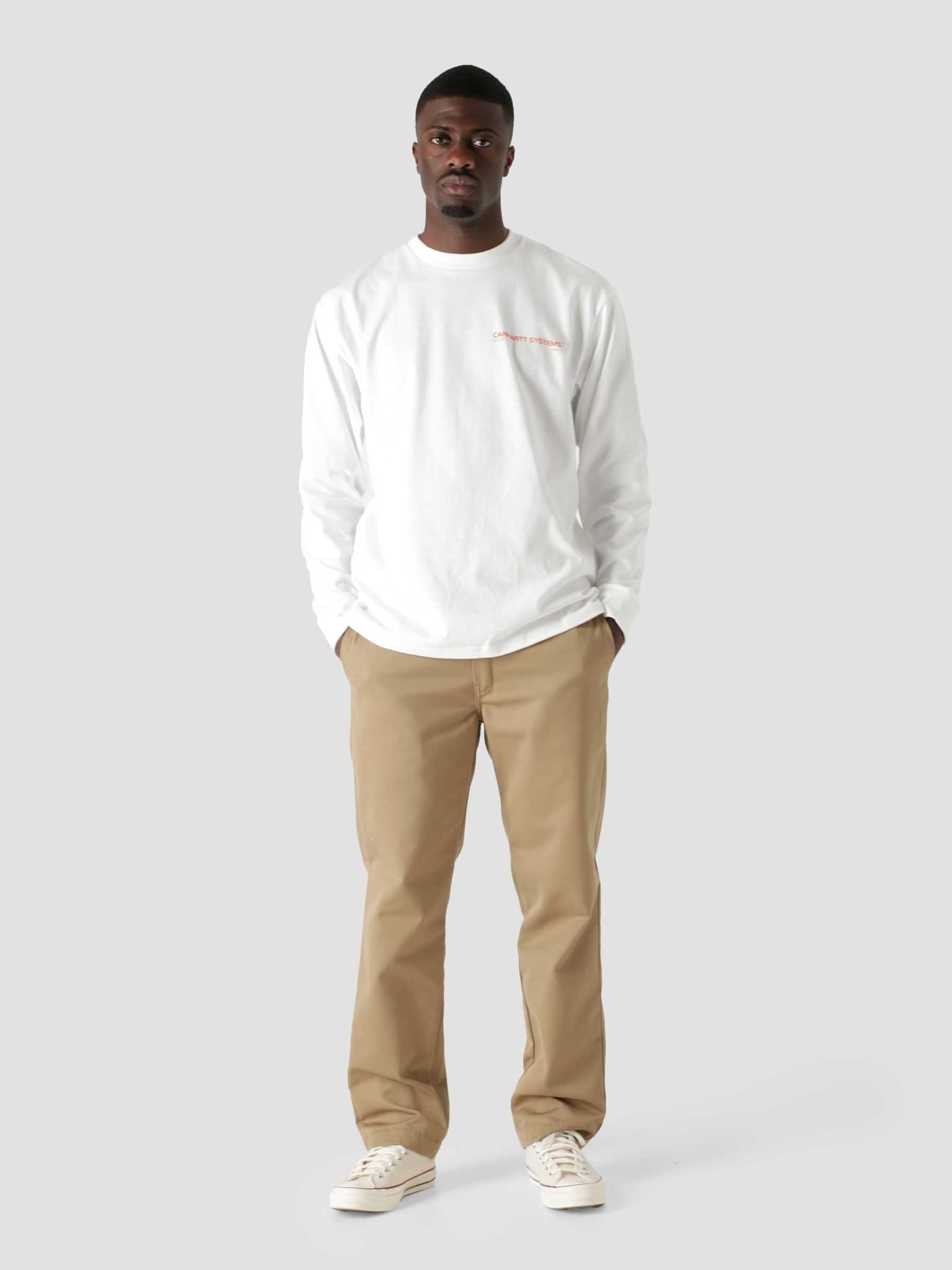 Longsleeve Pyramid T-Shirt White Orange I029622