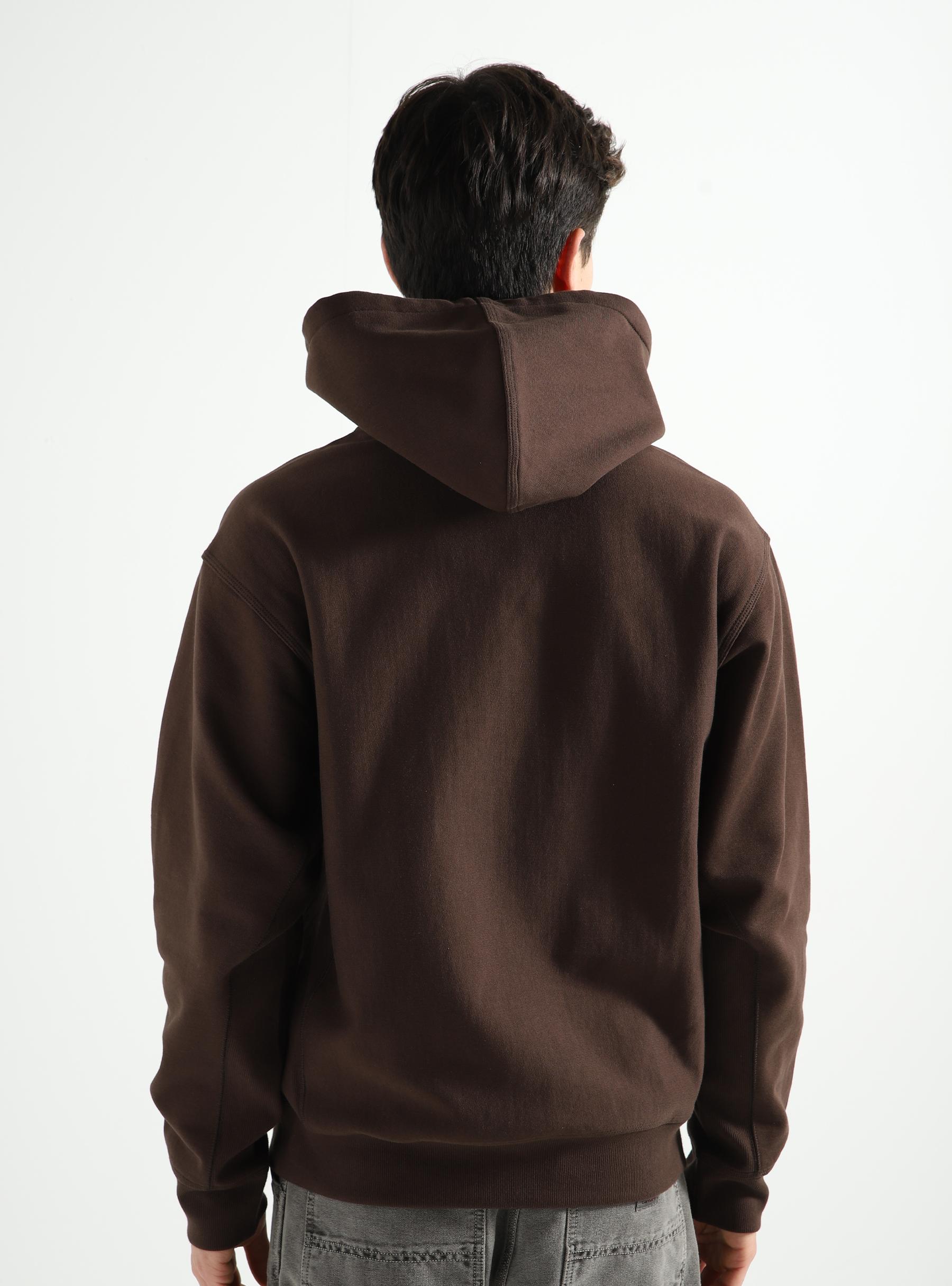 Hooded American Script Sweater Tobacco I028279-47XX