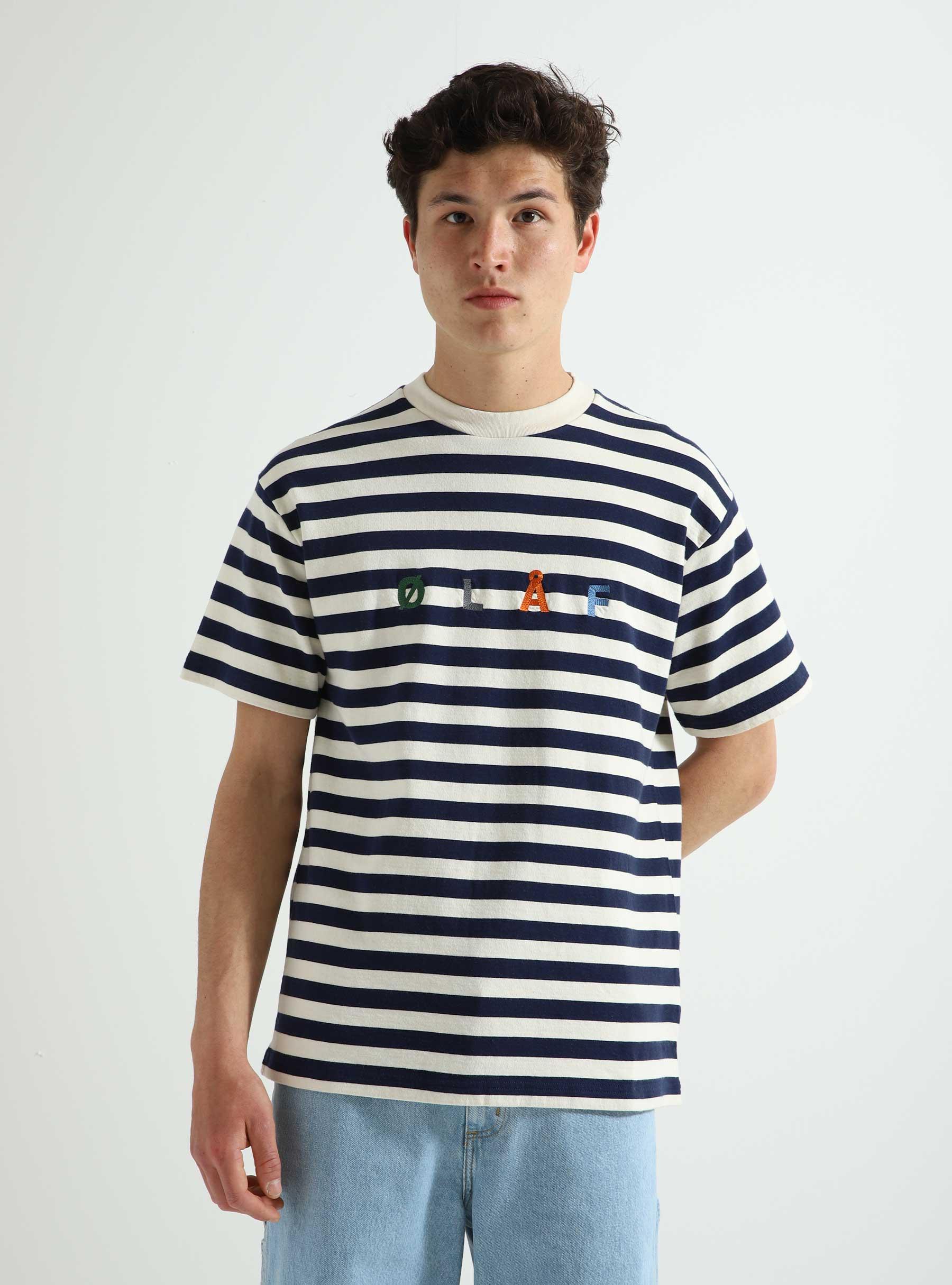 Stripe Sans T-Shirt White Blue