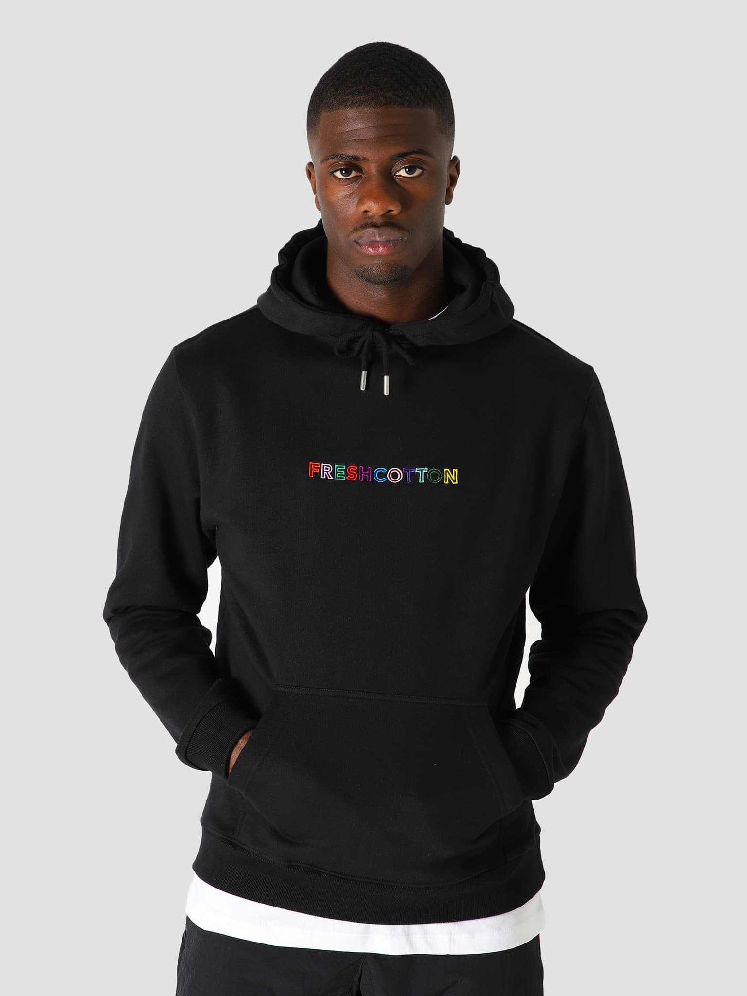 Multi Color Outline Logo Hoodie Black