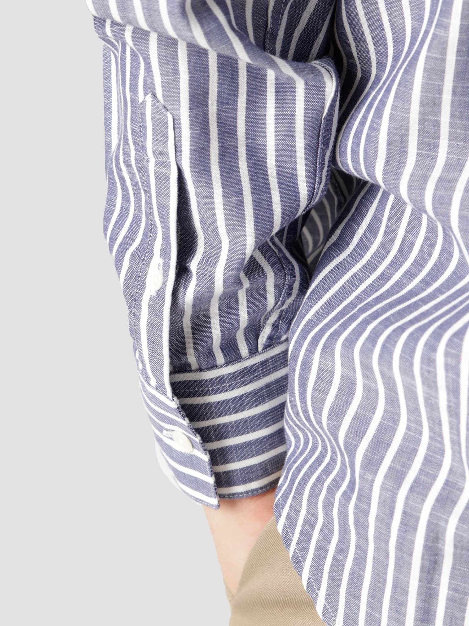 QB44 Stripe Shirt Blue White Regular Stripes