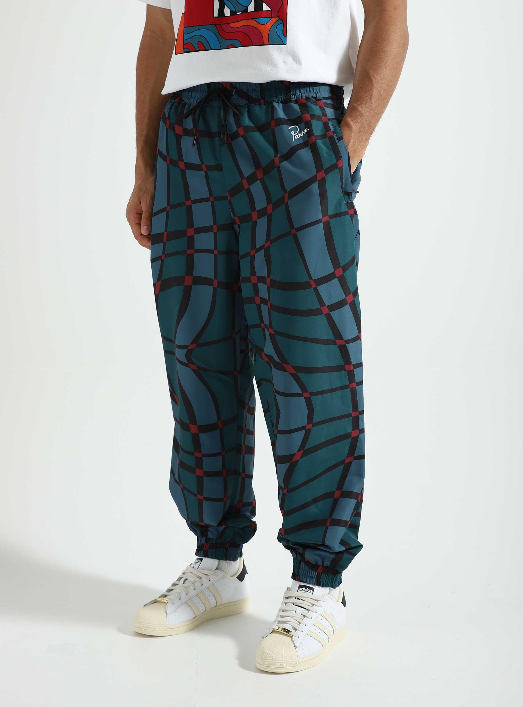 Squared Waves Pattern Track Pants Multi Check 49325