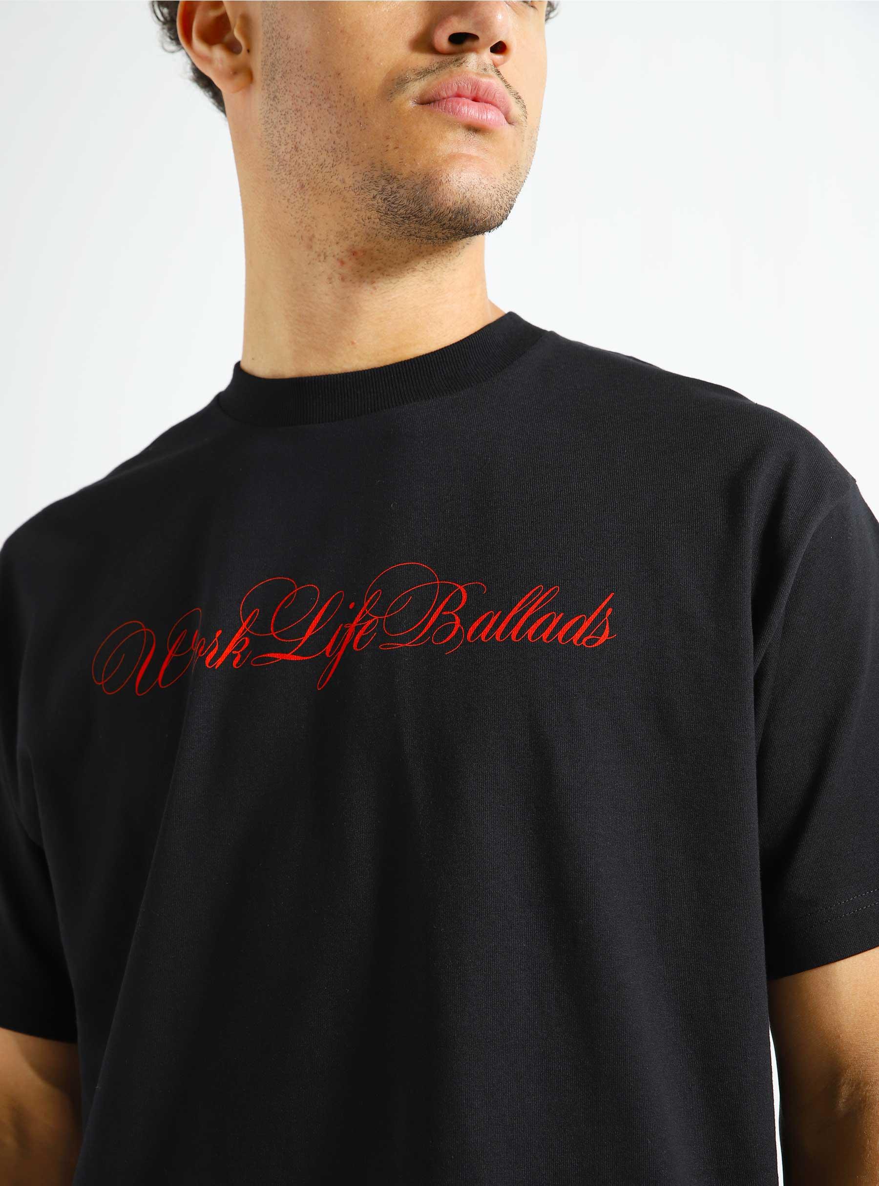 Work Life Ballads T-Shirt Black Red I032388-1V2XX