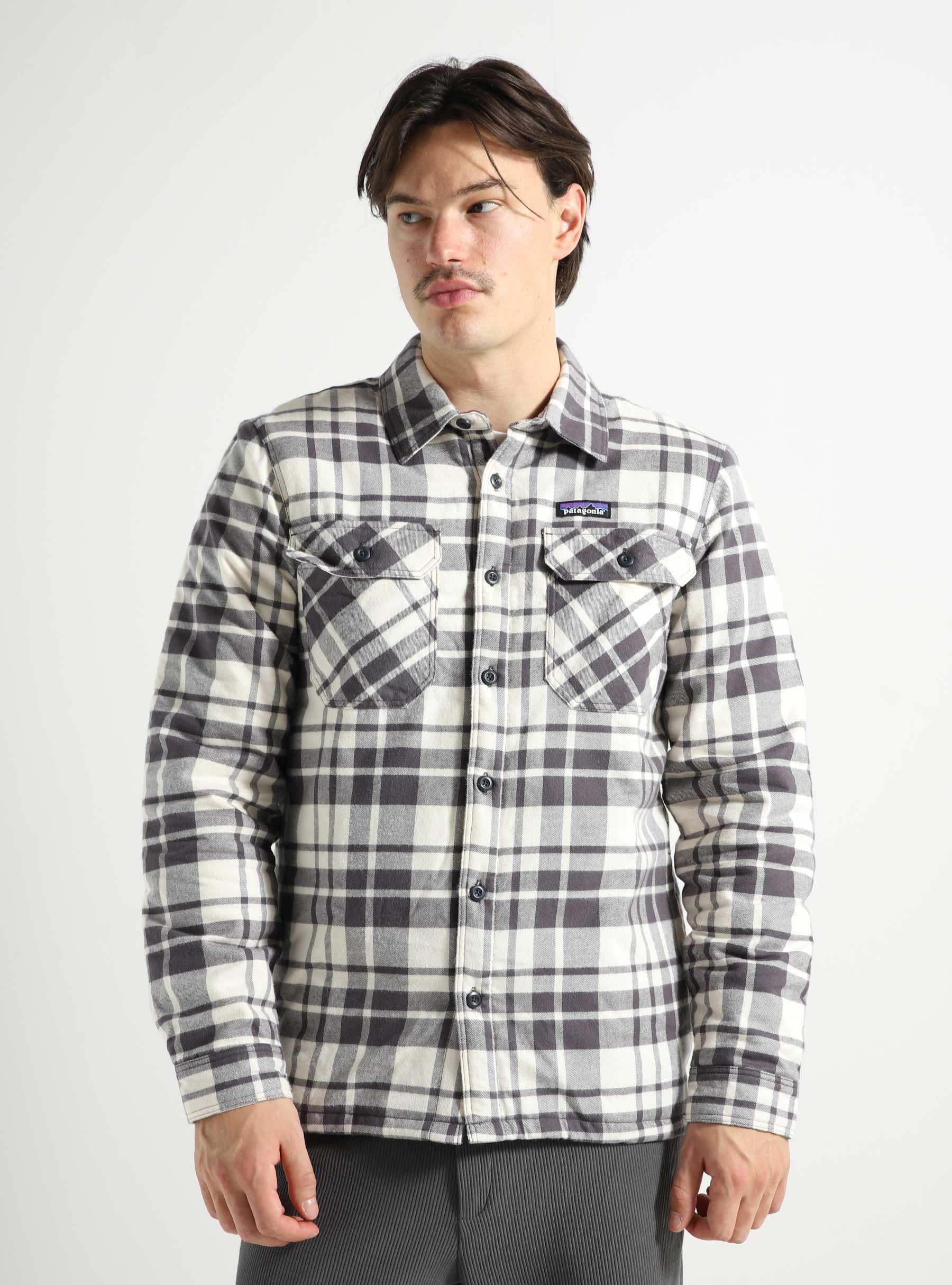 M's Insulated Organic Cotton MW Fjord Flannel Shirt Ice Caps Smolder Blue 20385-ICBE