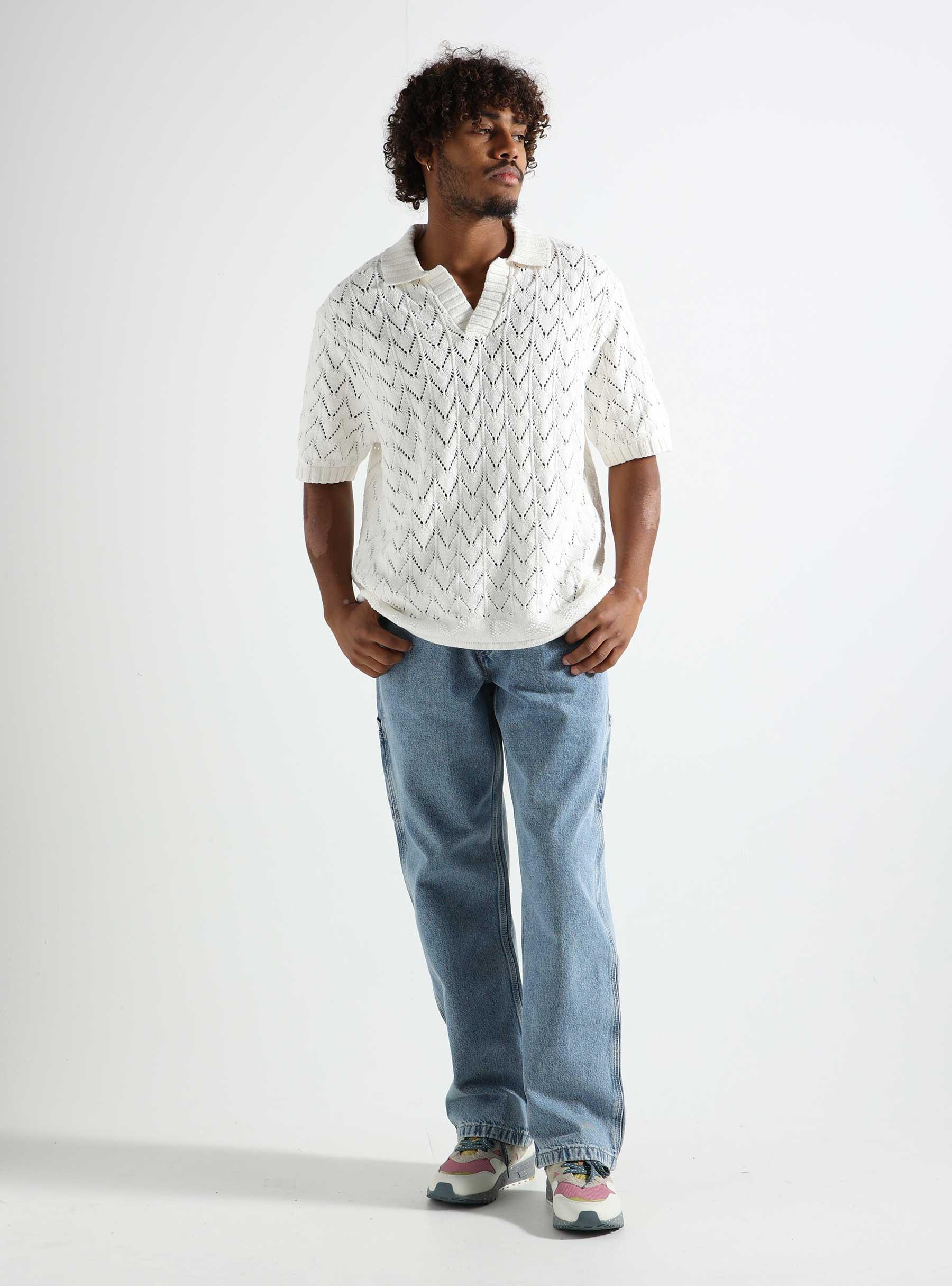 Yinka Relaxed Knit SS Polo White 2411045
