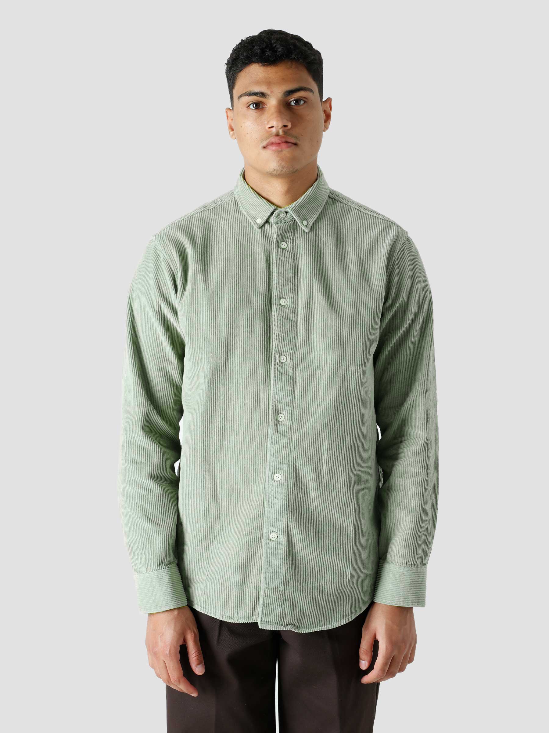 QB41 Cord Shirt Celadon Green