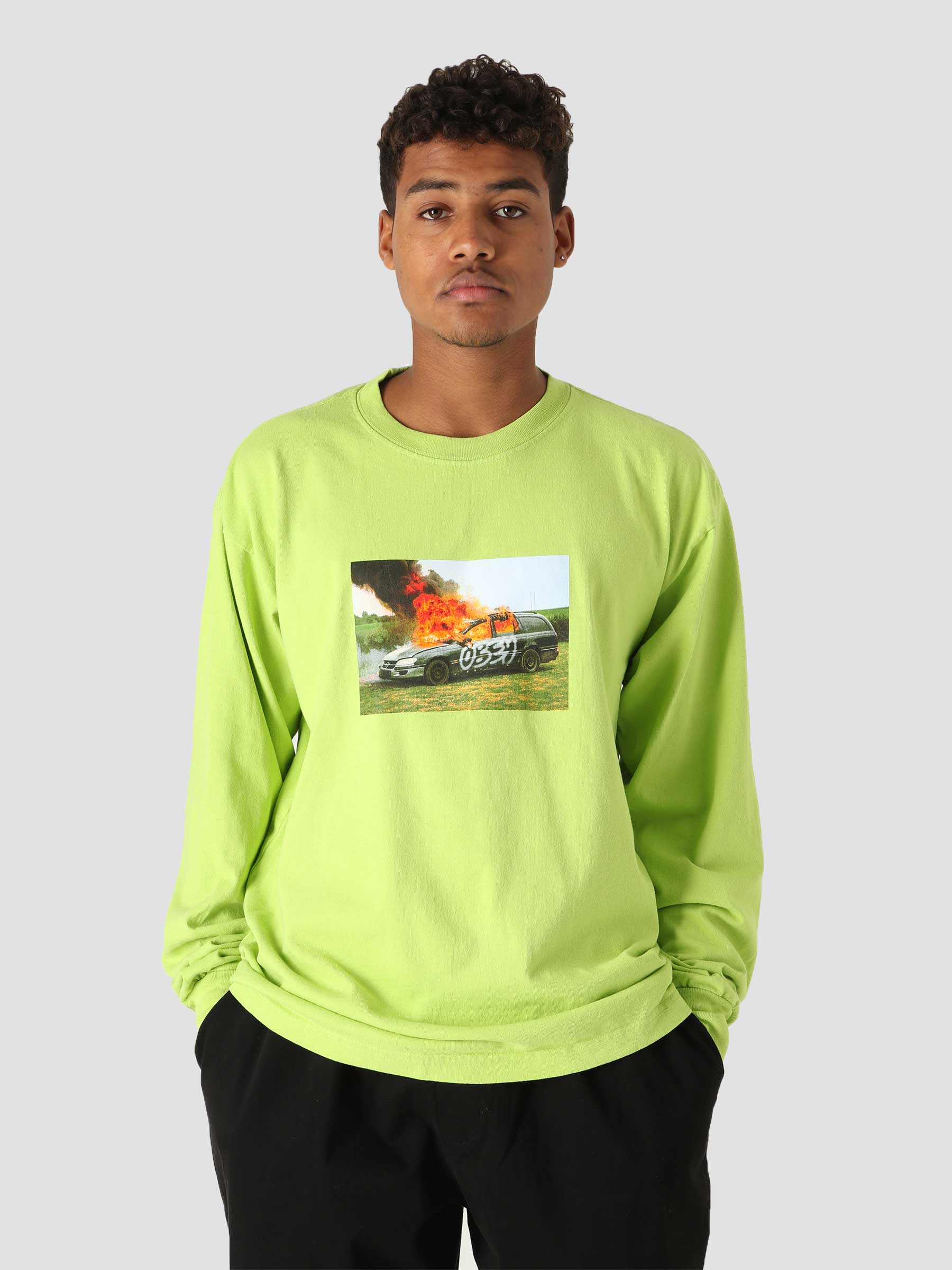 Obey The Suburbs Longsleeve Lime Punch 167102533