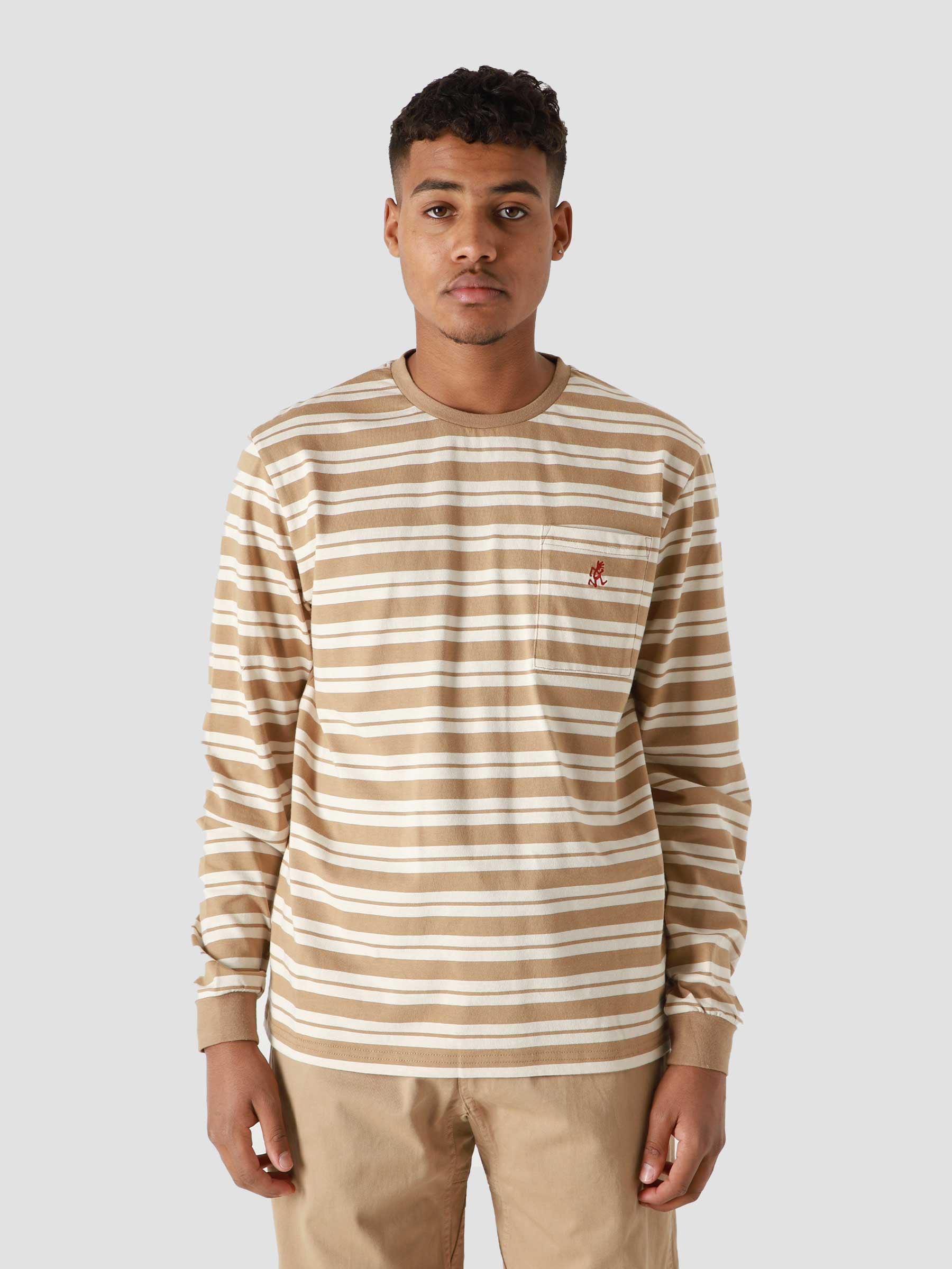 Striped One Point Longsleeve T-Shirt Brown X Ivory GUT-21F012