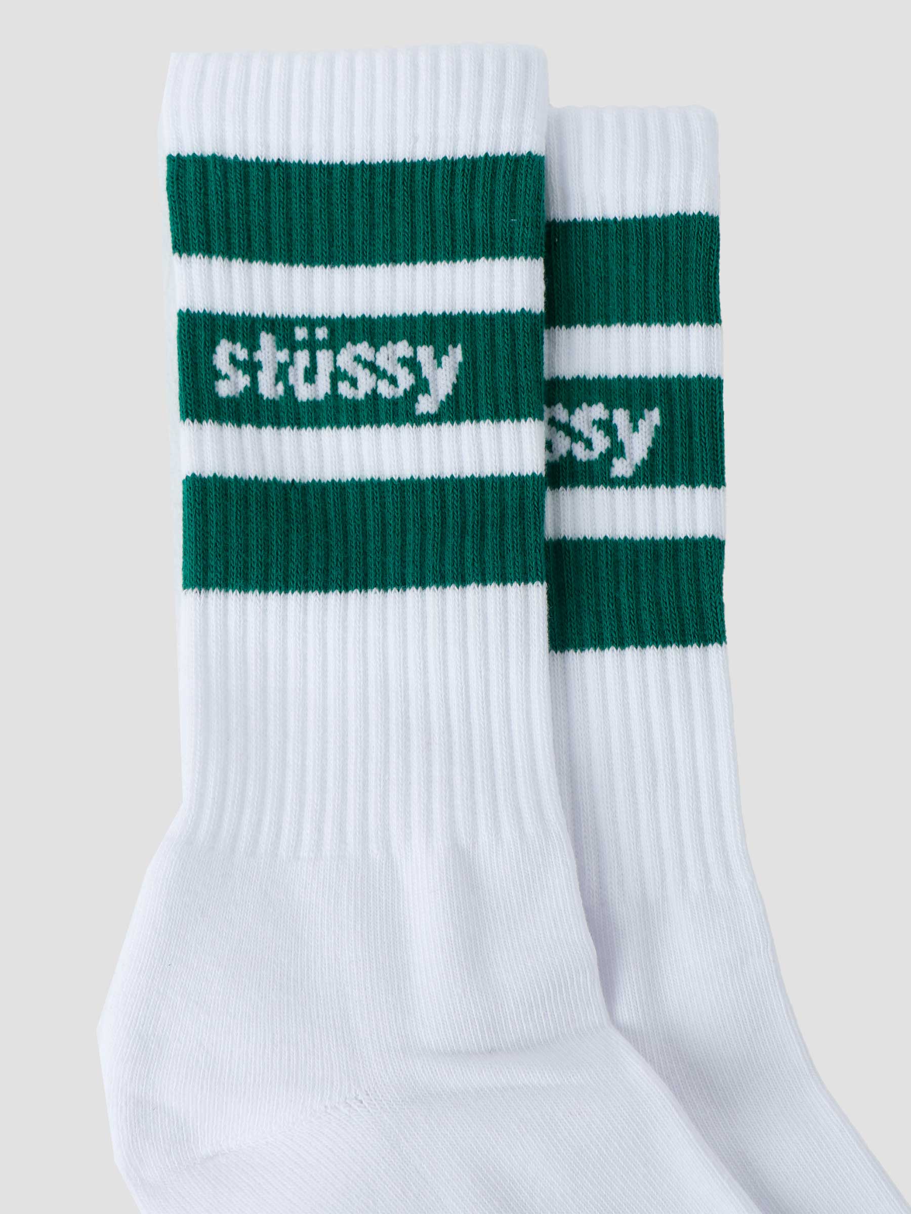 Stripe Crewneck Socks White Green 138846-1557