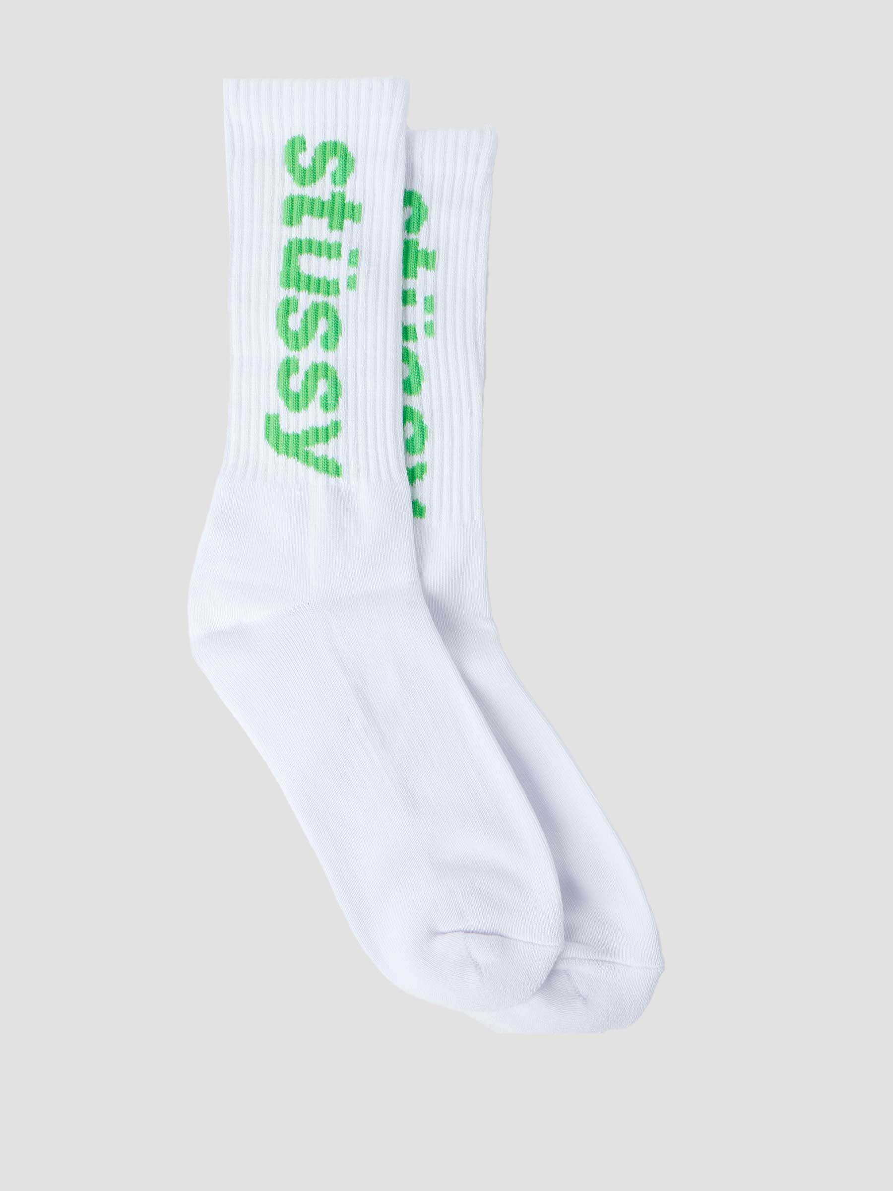 Helvetica Crewneck Socks White Green 138845-1557
