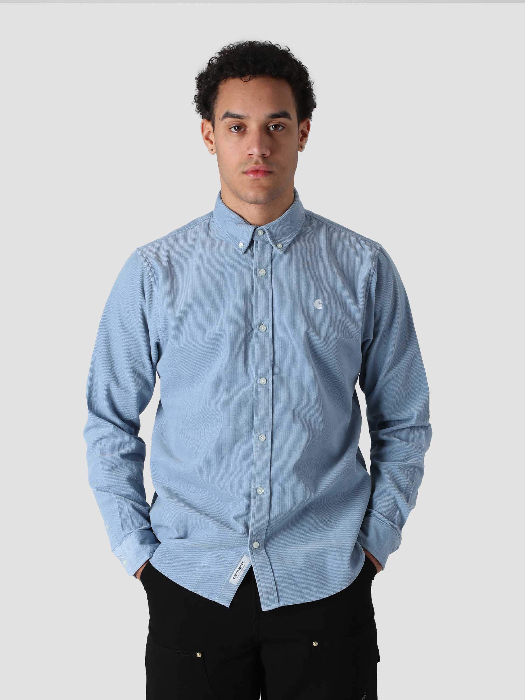 Longsleeve Madison Fine Cord Shirt Frosted Blue White I030580-0ROXX