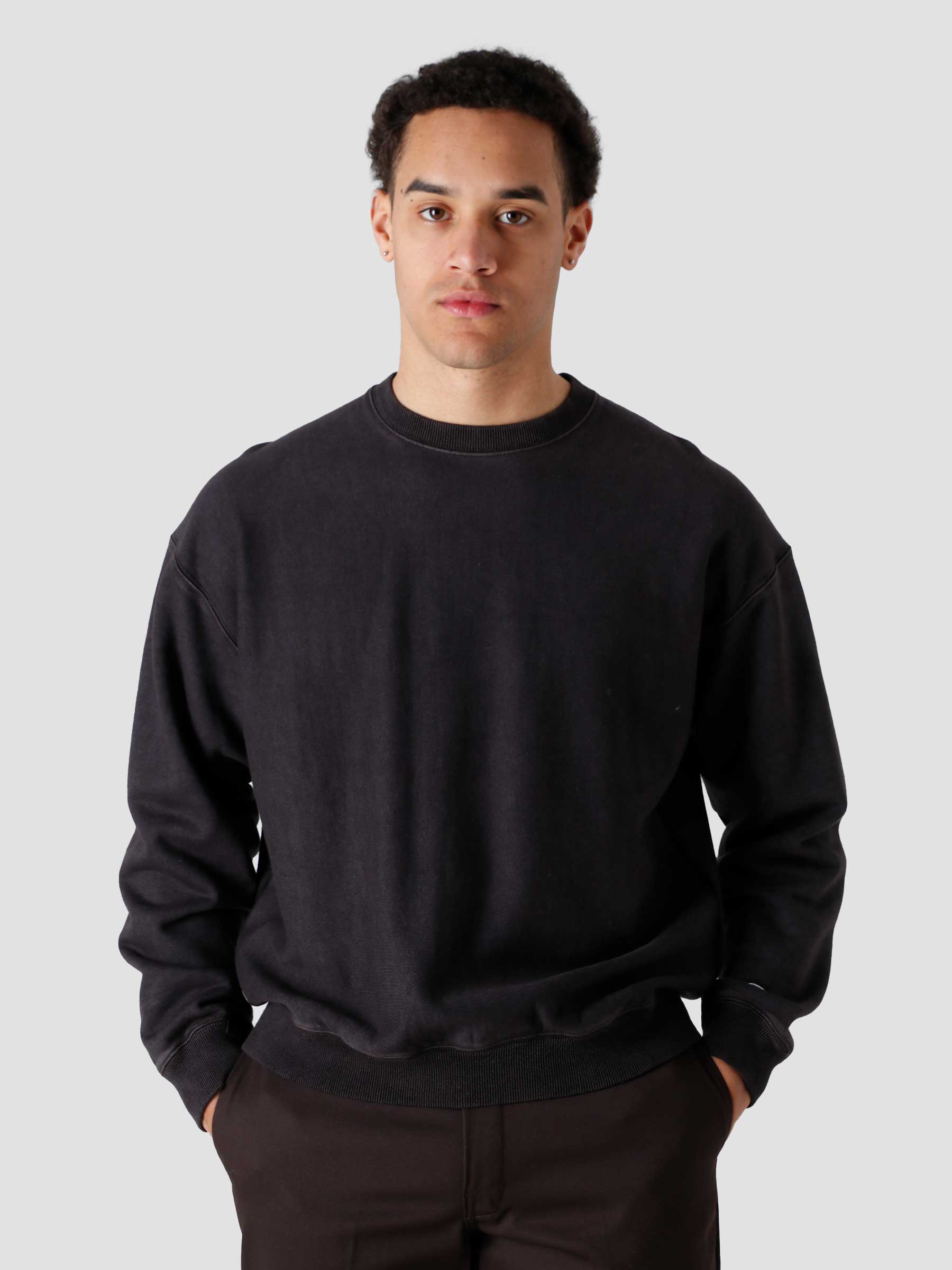 TCV Reverse Weave Poly Terry  Crewneck Sweatshirt Black 217241-KK001