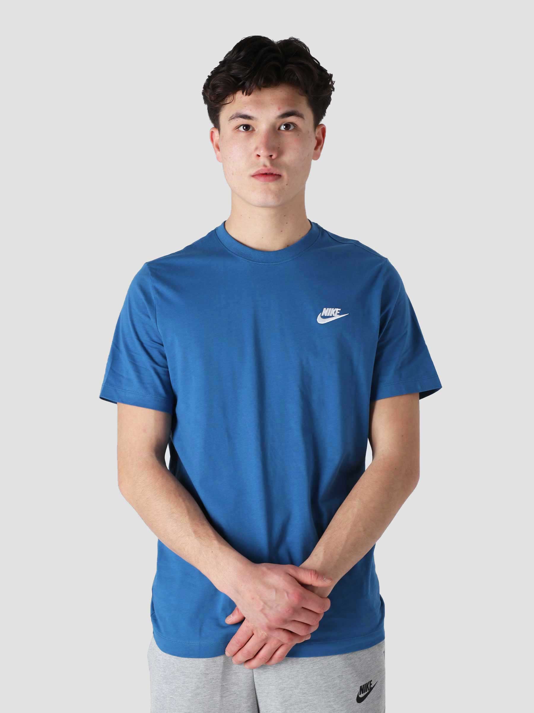 Nike M NSW Club T-Shirt Dk Marina Blue White AR4997-407 | Freshcotton