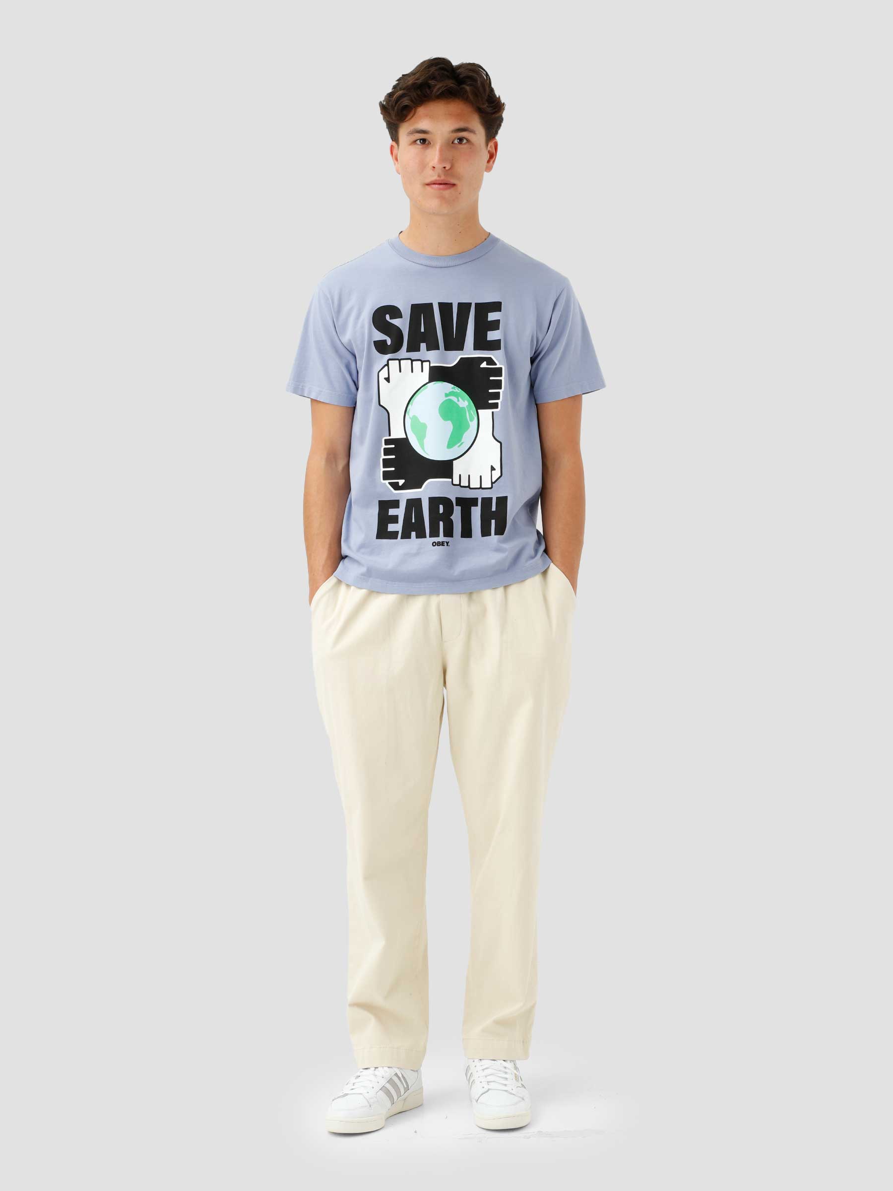 Obey Save Earth T-shirt Iris Flower 163003086
