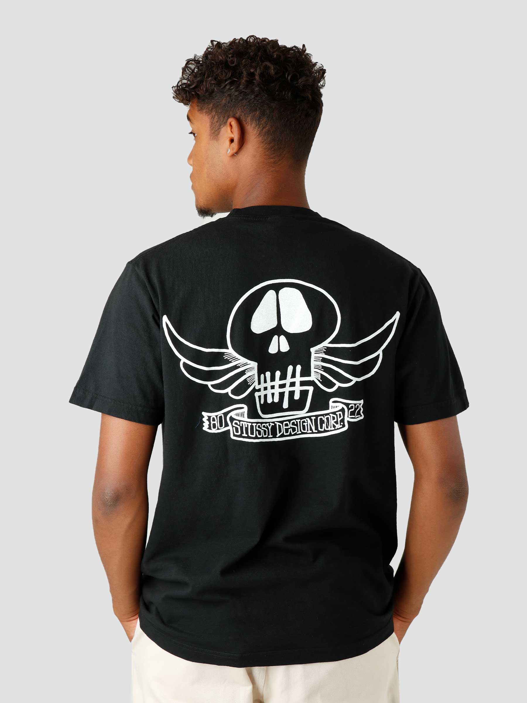 Skull Wings Pig. Dyed T-shirt Black 1904803