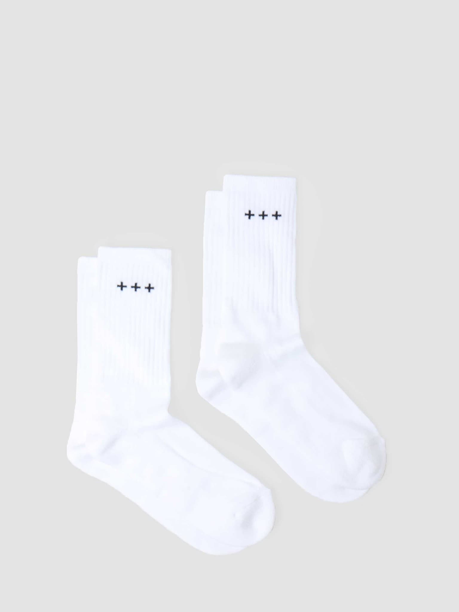 QB13 2 Pack Logo Socks White