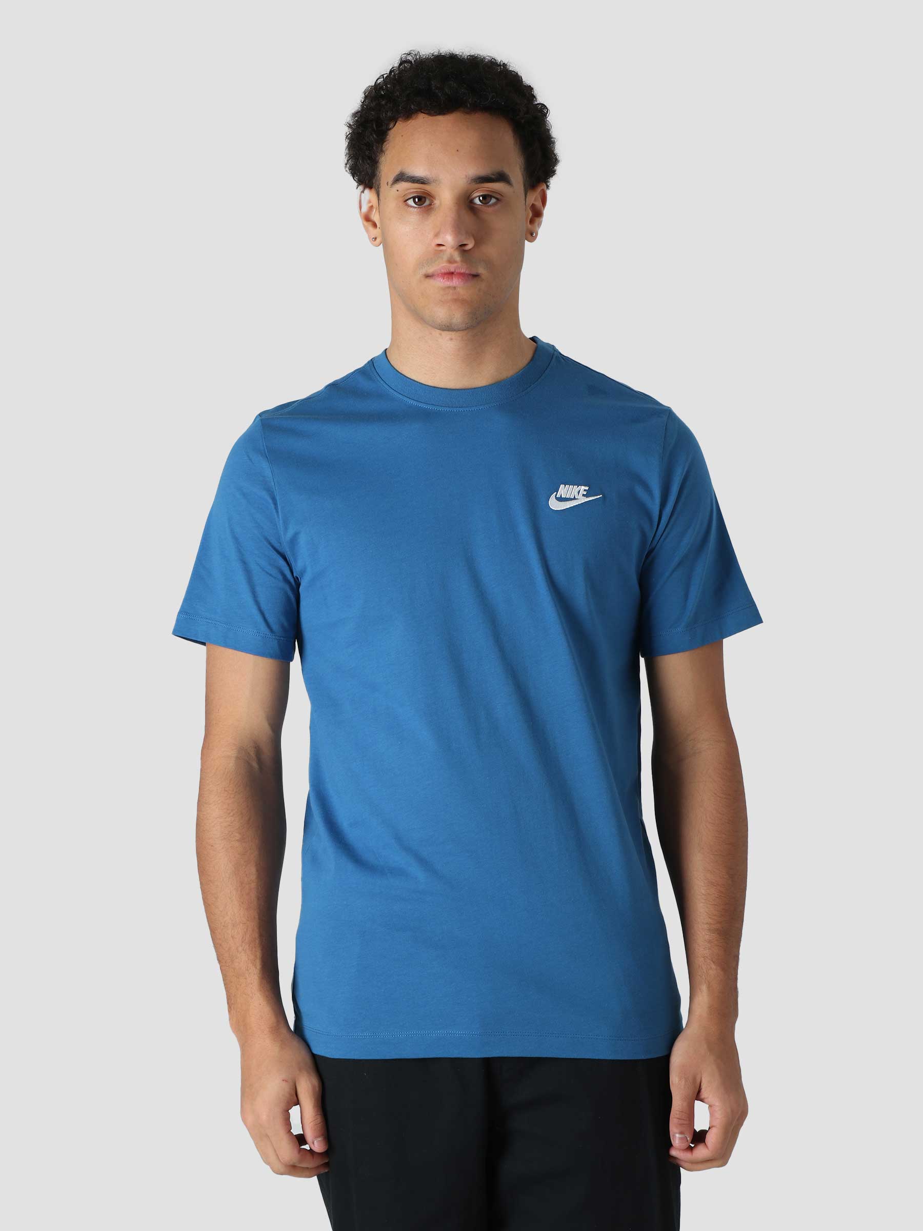 Nike M NSW Club T-Shirt Signal Blue White AR4997-403 | Freshcotton