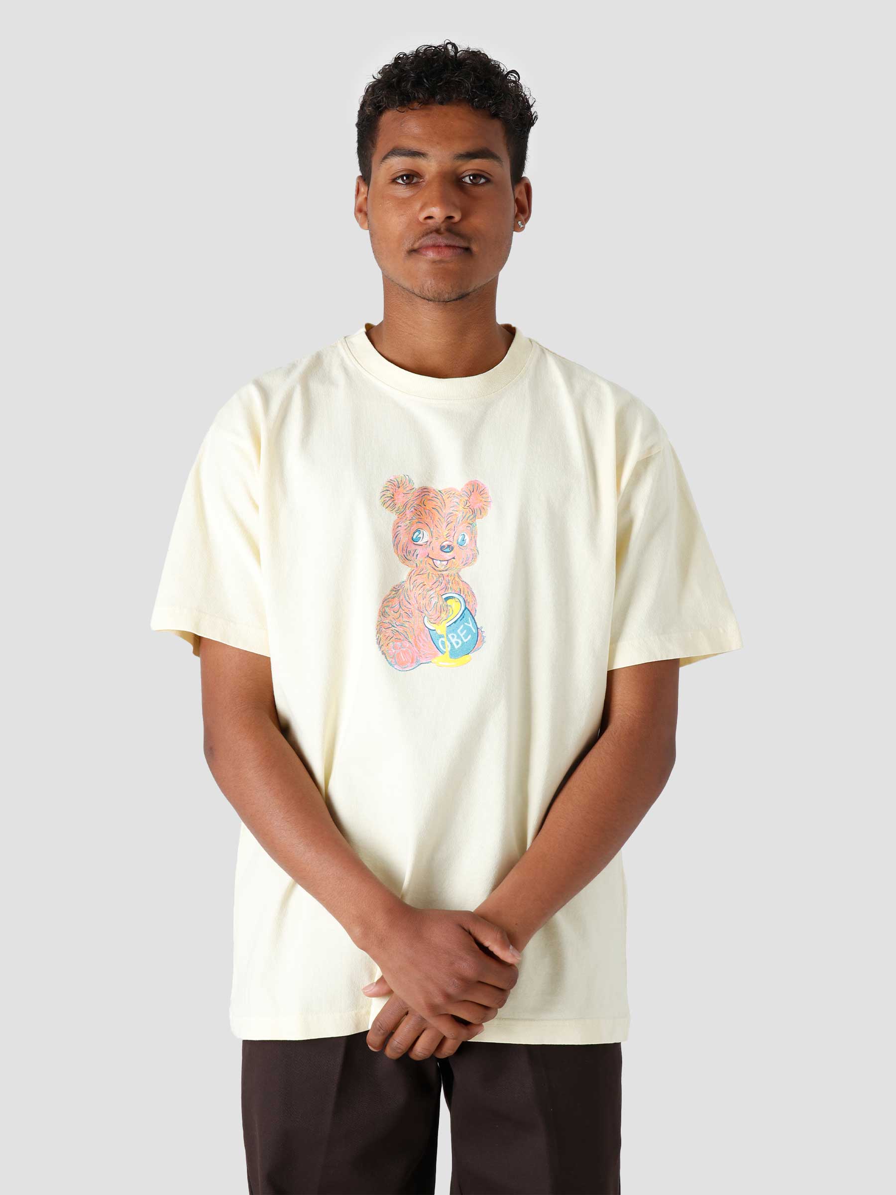 Obey Honey Bear T-Shirt Butter 166912932E | Freshcotton