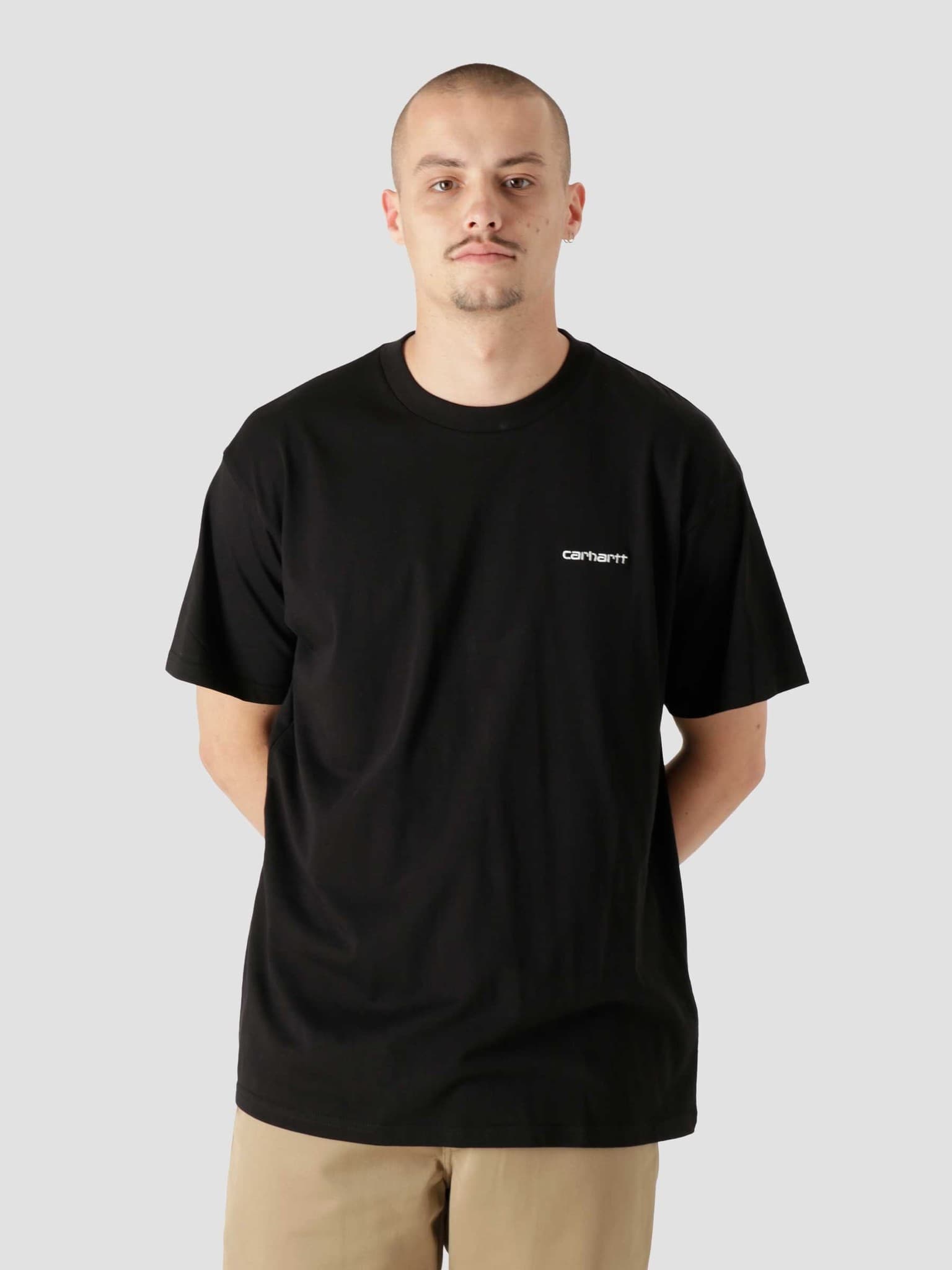 Script Embroidery T-Shirt Black White I025778