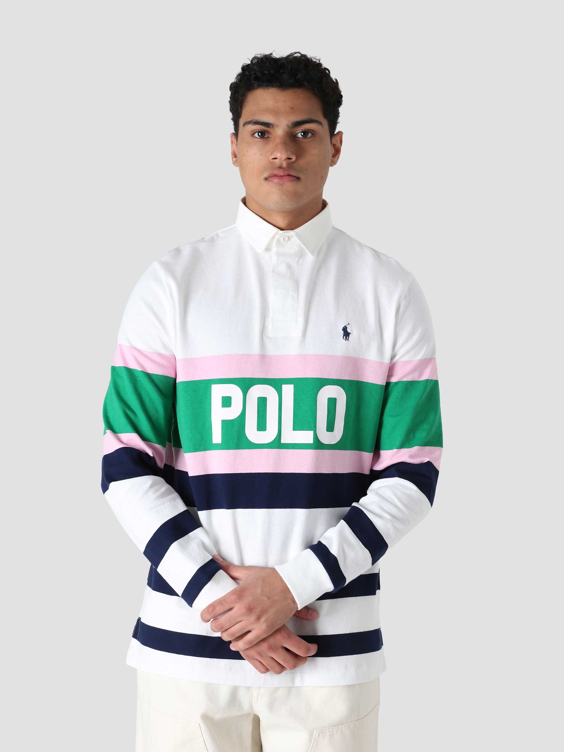 RL Long Sleeve Rugby Polo Classic Oxford White Multi 710865022001